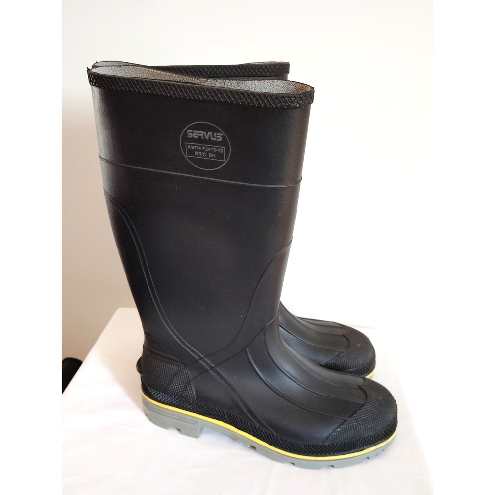 Servus Men's 9 ASTM F2413‑13 M/I/C EH Black Waterproof Rubber Safety Work Boots